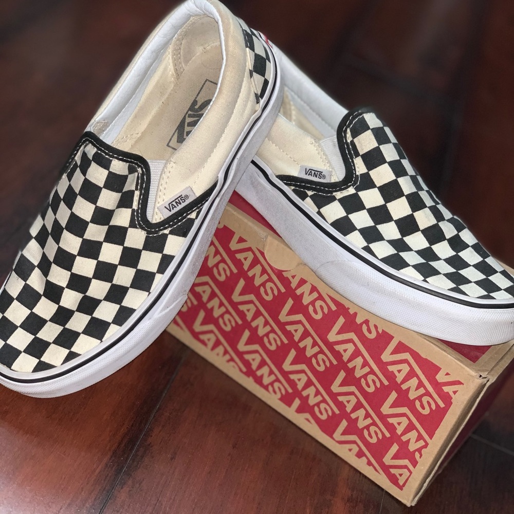 Checkered slip on vans - 6.5 women’s / 5 men’s